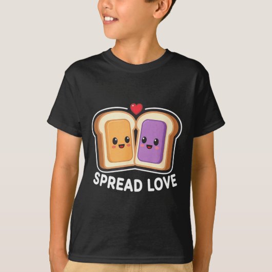Spread Love Peanut Butter And Jelly Valentine Desi Tシャツ (正面)