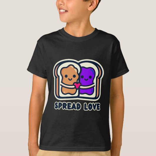 Spread Love Peanut Butter And Jelly Valentine Desi Tシャツ (正面)