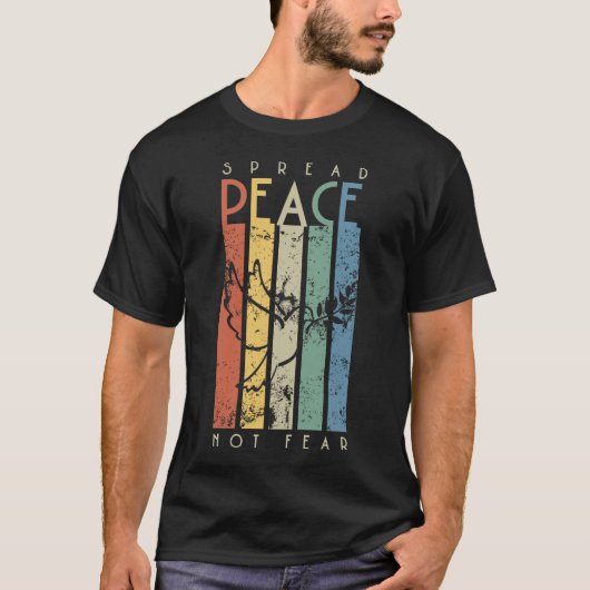 Spread Peace Not Fear Retro Stripes Dove T-shirts Tシャツ (正面)