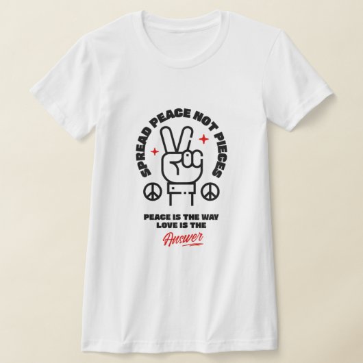 ✌️ Spread Peace Not Piece - はっきりした Peace & Love St Tシャツ (レイダウン)