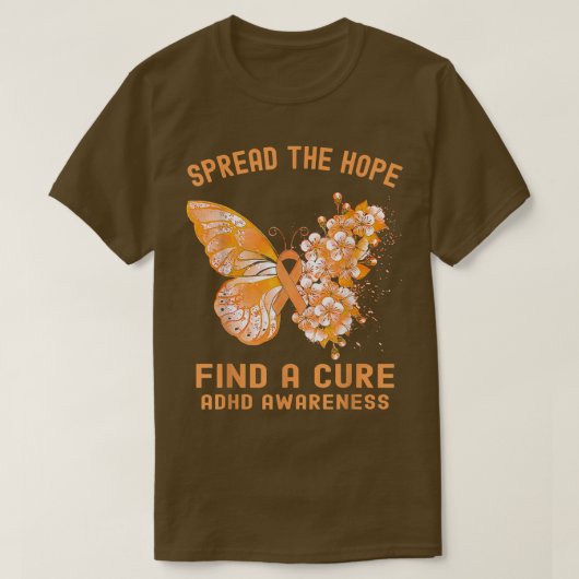 Spread The Hope Find A Cure ADHD Awareness Tシャツ (デザイン正面)