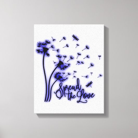 Spread The Love Dandelions and Dragonflies キャンバスプリント (正面)