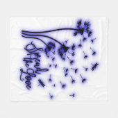 Spread The Love Dandelions and Dragonflies フリースブランケット (正面(横))