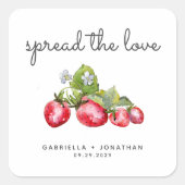 Spread The Love Strawberry Jam Wedding Favor スクエアシール (正面)
