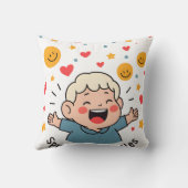 Spread the Smiles – Cute & Cheerful Doodle Cartoon クッション (裏面)