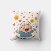 Spread the Smiles – Cute & Cheerful Doodle Cartoon クッション (正面)