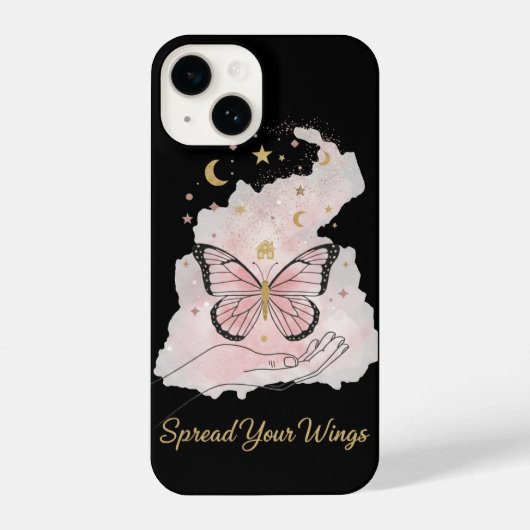 Spread Your Wings Butterfly Celestial Magic black iPhoneケース (裏面)
