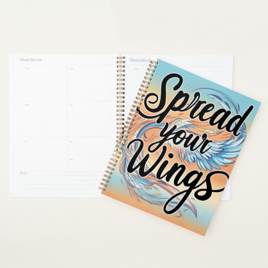  "Spread Your Wings - Spiral Notebook Design" プランナー手帳 (ディスプレー)