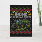 Spreading Christmas Cheer Farming Tractor Ugly Swe カード (正面)