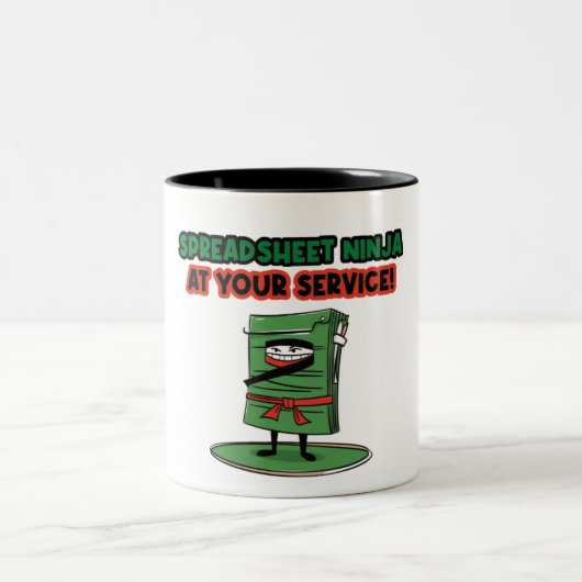 Spreadsheet ninja at your service! Funny Quote ツートーンマグカップ (中央)