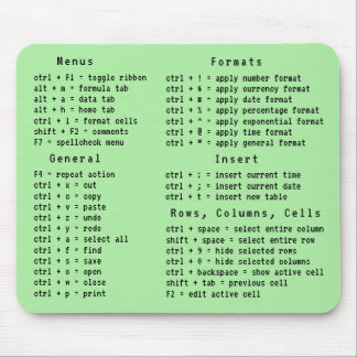 Spreadsheet officeキーボードショートカット緑 マウスパッド