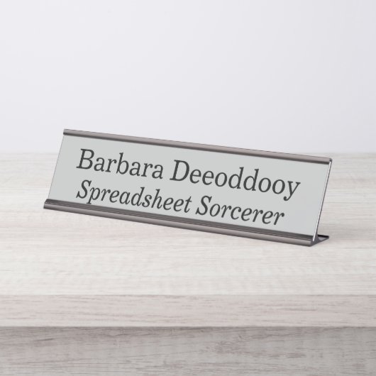 Spreadsheet Sorcerer Gray Silver デスクネームプレート (正面)