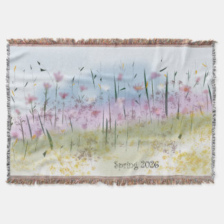 Spring 2026 Water Color Wildflower Throw Blanket スローブランケット
