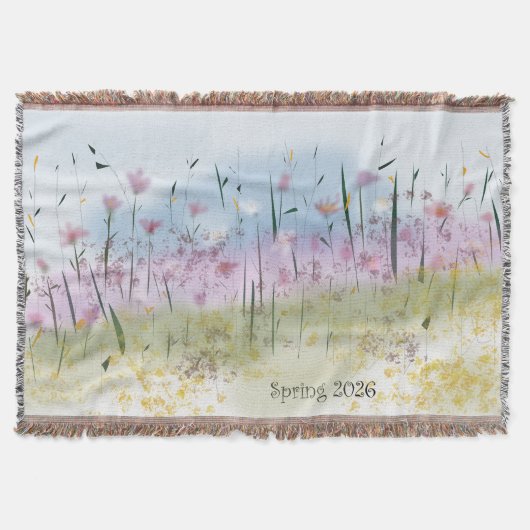 Spring 2026 Water Color Wildflower Throw Blanket スローブランケット (正面)