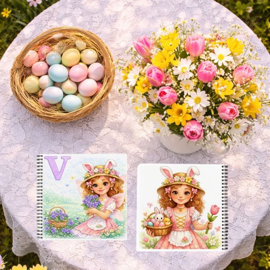 Spring Alphabet Letter V Fairy Violet Flowers ノートブック