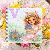 Spring Alphabet Letter V Fairy Violet Flowers ノートブック