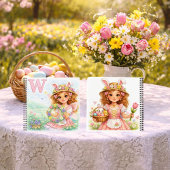 Spring Alphabet Letter W Fairy Floral Wreath ノートブック