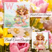 Spring Alphabet Letter W Fairy Floral Wreath ノートブック