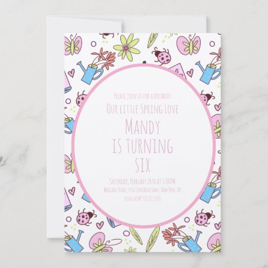 Spring and Books Birthday Party 招待状 (正面)