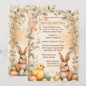 Spring Arch Watercolor Easter Egg Hunt Bunny Chick 招待状 (正面/裏面)