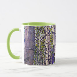 Spring Aspen Tree Woodland Purple Green Coffee マグカップ