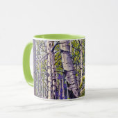 Spring Aspen Tree Woodland Purple Green Coffee マグカップ (正面左)