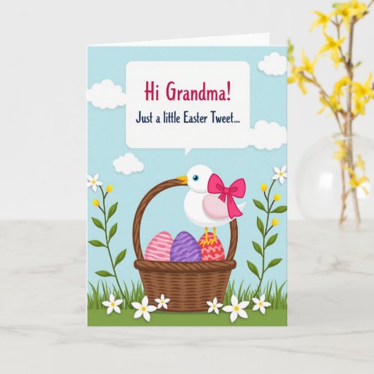 Spring Avian Basket Egg Card カード (黄色い花)