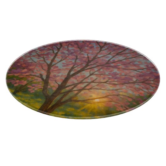 Spring Awakening – Blooming Tree Landscape カッティングボード (角)