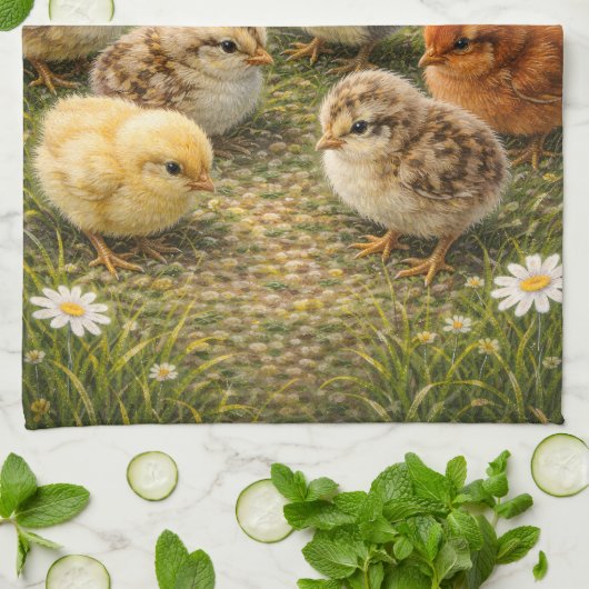 Spring Baby Chicks Kitchen Towel キッチンタオル (折り畳み)