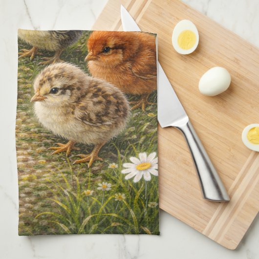 Spring Baby Chicks Kitchen Towel キッチンタオル (四つ折り)