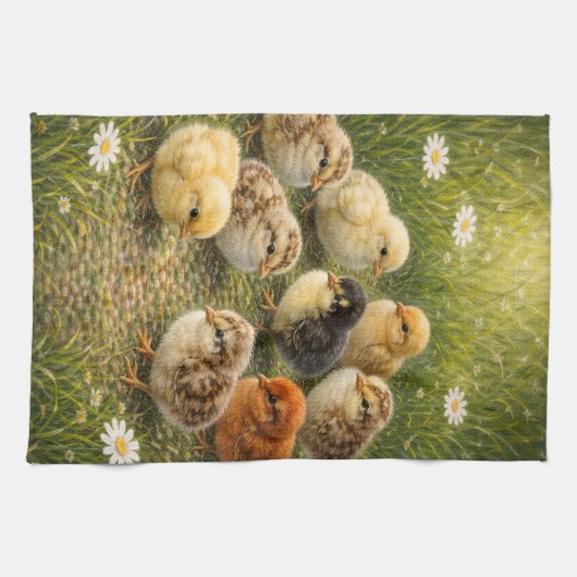 Spring Baby Chicks Kitchen Towel キッチンタオル (横)