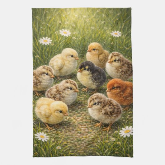 Spring Baby Chicks Kitchen Towel キッチンタオル (縦)