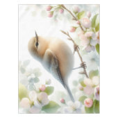 Spring Bird Cherry Blossom Floral Watercolor テーブルクロス (正面)