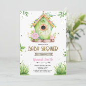 Spring bird nest baby shower invitation 招待状 (スタンド正面)