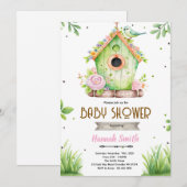 Spring bird nest baby shower invitation 招待状 (正面/裏面)