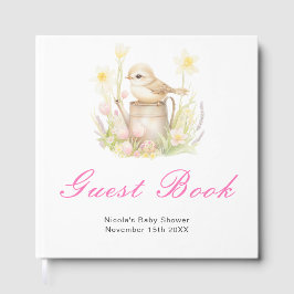 Spring Bird Watering Can Baby Shower Guest Book ゲストブック