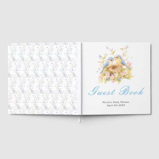 Spring Birds Baby Shower Guest Book ゲストブック (全面)
