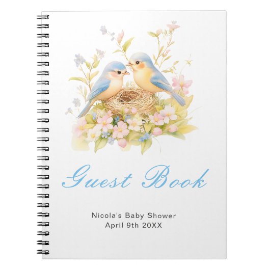 Spring Birds Baby Shower Guest Book ノートブック (正面)