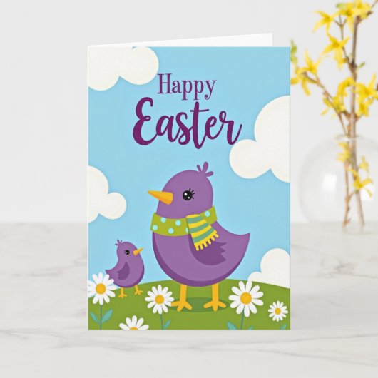 Spring Birds Easter Wish Card カード (黄色い花)