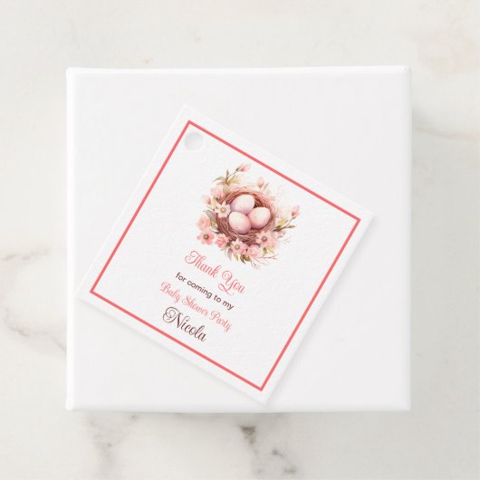 Spring Birds Nest Baby Shower フェイバータグ (インサイチュ)