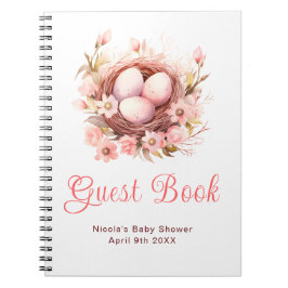 Spring Birds Nest Baby Shower Guest Book ノートブック