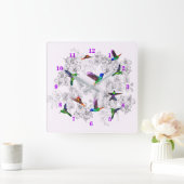 Spring Birds Wall Clock - Hummingbirds スクエア壁時計 (ホーム)