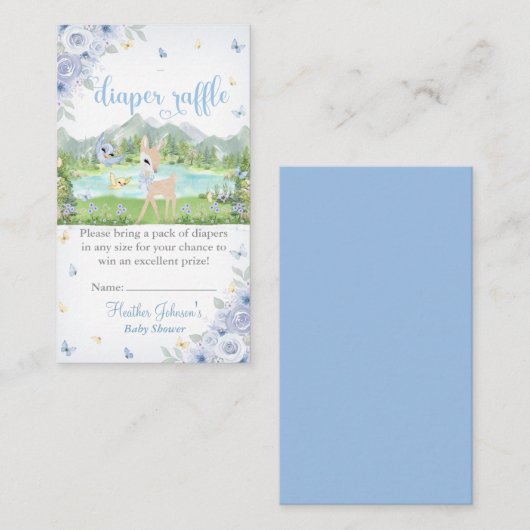 Spring Bloom and Butterflies Deer Baby Shower  エンクロージャーカード (正面/裏面)