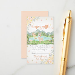 Spring Bloom and Butterflies Deer Baby Shower  エンクロージャーカード