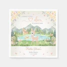 Spring Bloom and Butterflies Deer Baby Shower  スタンダードカクテルナプキン