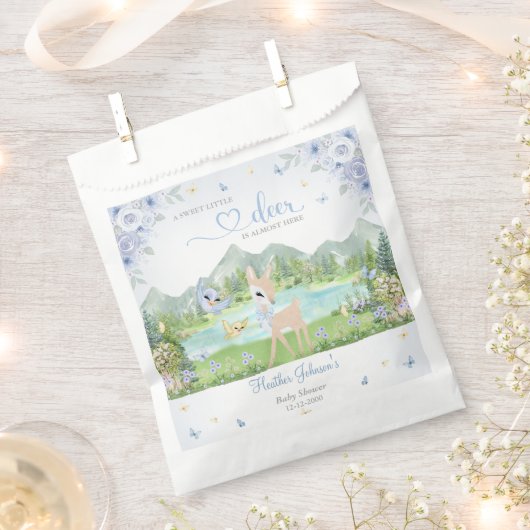 Spring Bloom and Butterflies Deer Baby Shower  フェイバーバッグ (クリップ留めされた状態)