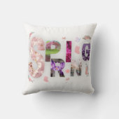 Spring Blooms Floral Typography Throw Pillow クッション (裏面)