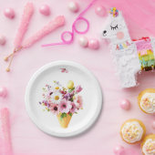 Spring Blossom Bouquet with Butterfly ペーパープレート (パーティー)