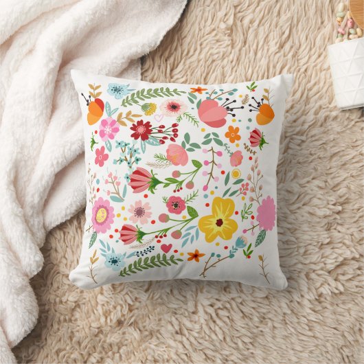 Spring Blossom Floral Throw Pillow クッション (ブランケット)