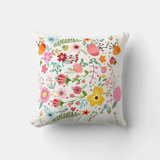 Spring Blossom Floral Throw Pillow クッション (正面)